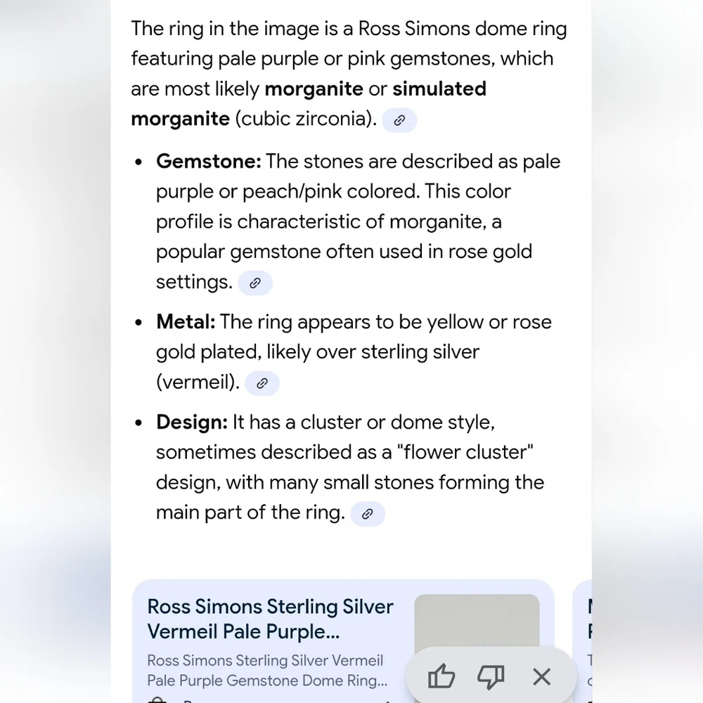 Ross-Simons Sterling Silver Gold Vermeil Pink Or Purple  Crystals Ring Size 7 - Picture 8 of 8
